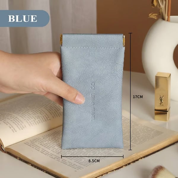 Custodia organizer in pelle con chiusura a scatto
